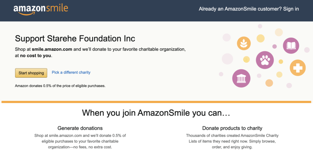 Amazon Smile Starehe Foundation